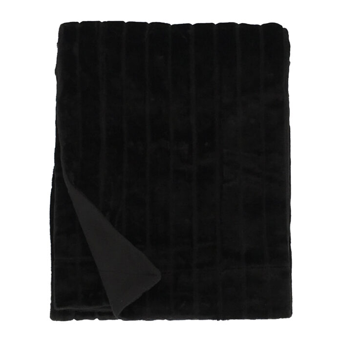 Bont Plaid XXL Sabel Zwart - Bedsprei 220X240cm + 2x Kussen 45x45cm - Set - Warm en Zacht - Afbeelding 2
